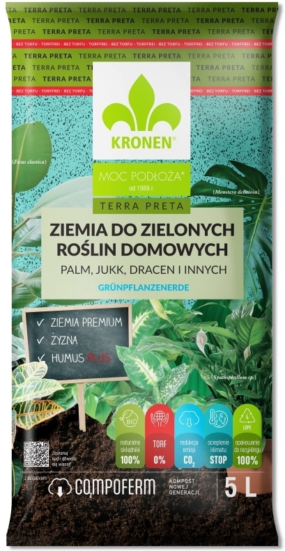 10. KRONEN TERRA PRETA Ziemia do zielonych roślin domowych bez torfu